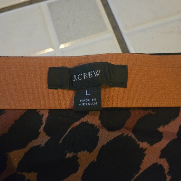 J Crew Pull On Slip Skirt Leopard Print L - Picture 2 of 3